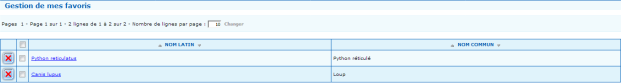 Gestion de mes favoris