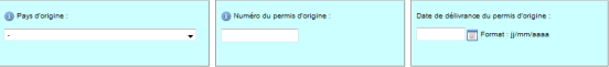 Pays et Permis d'origine