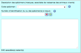Description des spécimens
