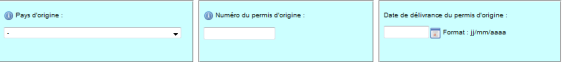 Pays et Permis d'origine