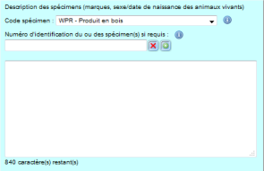 Description des spécimens