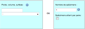 Quantité/Nombre de spécimens