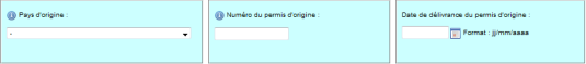 Pays et Permis d'origine